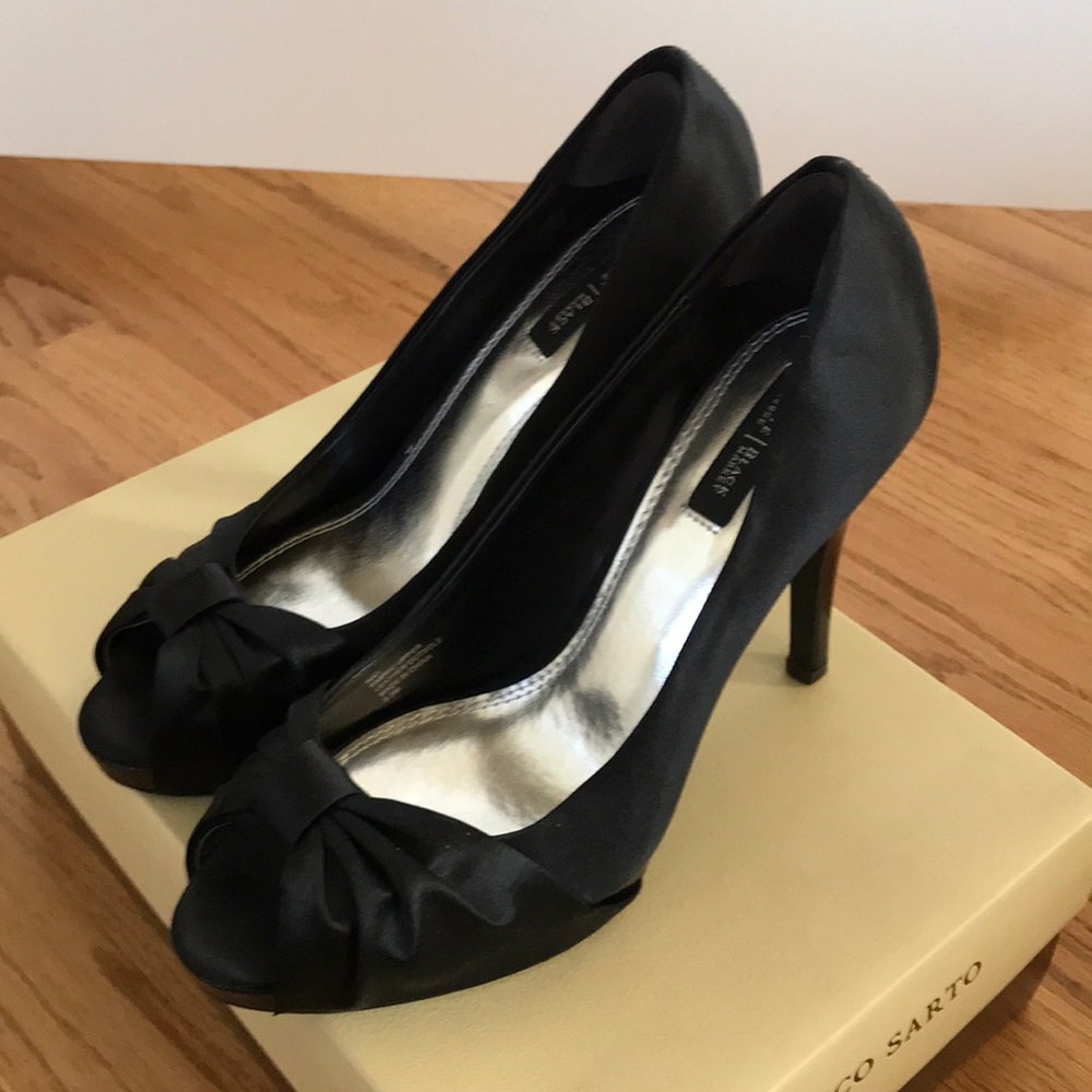 High satin peep toe
